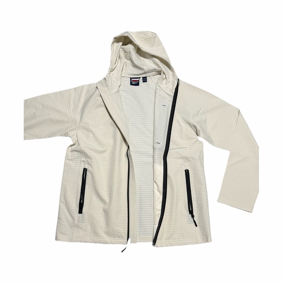 Reebok Men's Cream Hooded Performance Jacket size M Windbreaker lightweight New - Picture 3 of 14